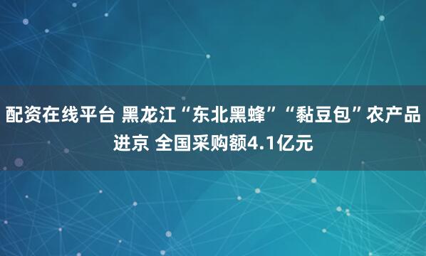 配资在线平台 黑龙江“东北黑蜂”“黏豆包”农产品进京 全国采购额4.1亿元